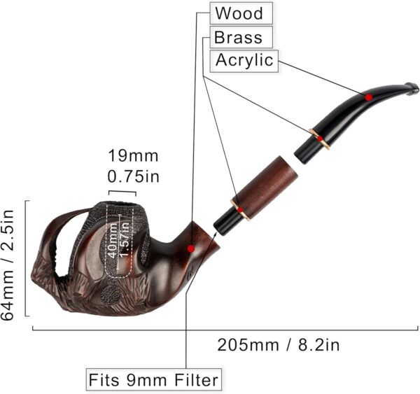 Dr. Watson - Tobacco Pipe, Hand Carved, Fits 9mm Filter, Collectable Series, Comes with Pouch, Boxed (Claw) - Image 7