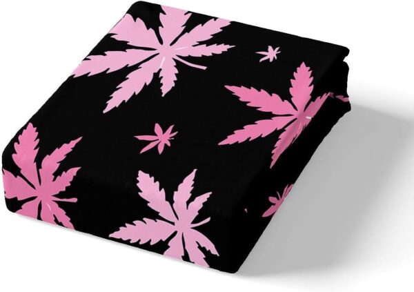 Feelyou Marijuana Leaves Bedding Set Pink Cannabis Leaves Duvet Cover for Kids Boys Girls Botanical Hemp Comforter Cover Luxury Black Girly Decor Bedspread Cover Room Decor 3Pcs Queen Size,Zipper - Image 2