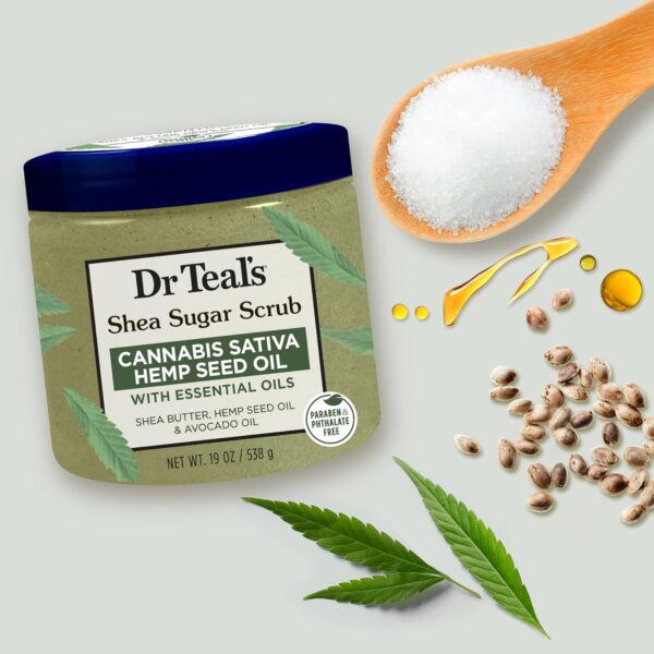 Dr Teal's Shea Sugar Body Scrub, Cannabis Sativa Hemp Seed Oil with Essential Oils, 19 oz (Pack of 3) - Image 5