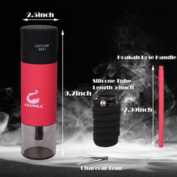Mini Hookah Set Portable Hookah Cup With Everything For Car Travel Outdoor Inlude All Hookah Accessories (RED) - Image 2