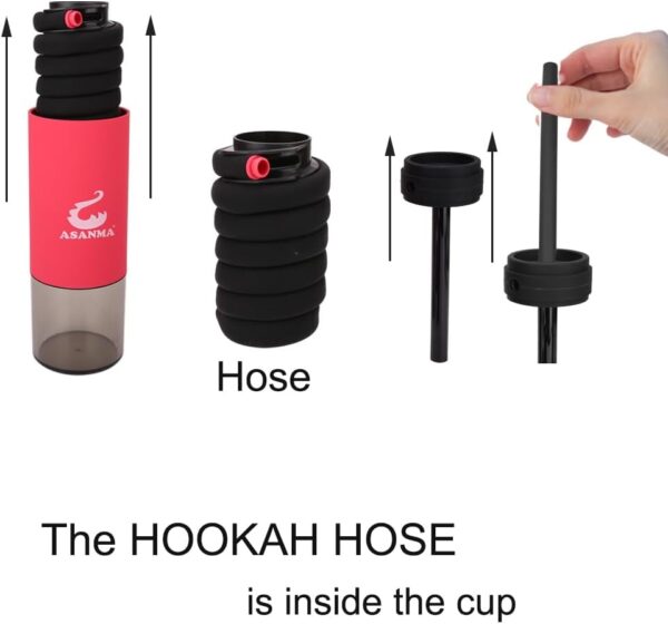 Mini Hookah Set Portable Hookah Cup With Everything For Car Travel Outdoor Inlude All Hookah Accessories (RED) - Image 5