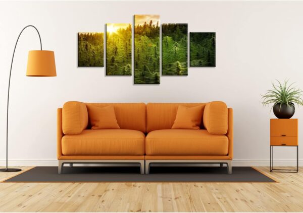 Marijuana Plants Wall Art Sunset Cannabis Field Wall Decor Farmhouse Landscape Paintings Posters Marijuana Plant Canvas Print Pictures Framed Home Living Room Bedroom Decorations(60''Wx32''H) - Image 3