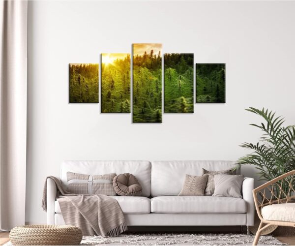 Marijuana Plants Wall Art Sunset Cannabis Field Wall Decor Farmhouse Landscape Paintings Posters Marijuana Plant Canvas Print Pictures Framed Home Living Room Bedroom Decorations(60''Wx32''H) - Image 4