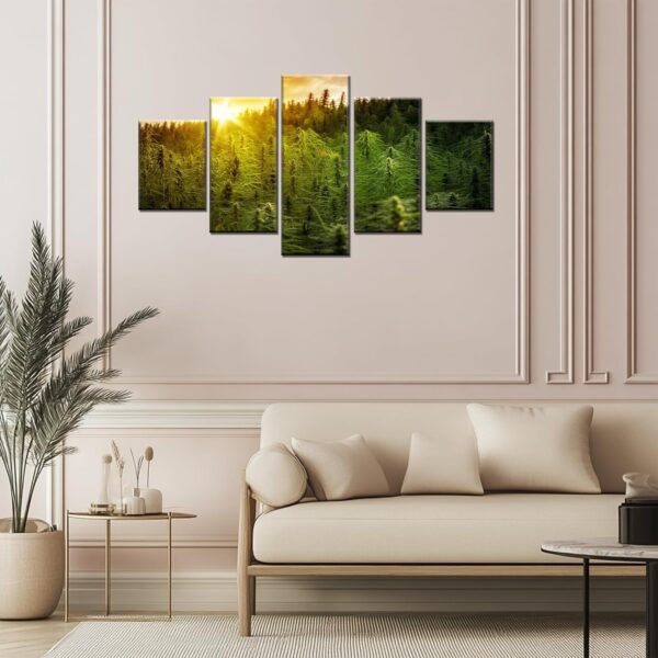 Marijuana Plants Wall Art Sunset Cannabis Field Wall Decor Farmhouse Landscape Paintings Posters Marijuana Plant Canvas Print Pictures Framed Home Living Room Bedroom Decorations(60''Wx32''H) - Image 5
