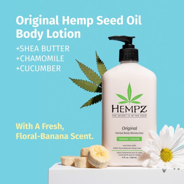 Hempz Original, Natural Hemp Seed Oil Body Moisturizer with Shea Butter and Ginseng, Original Scent, Floral Banana, 17 Fl.Oz ( Packaging may vary ) - Image 4