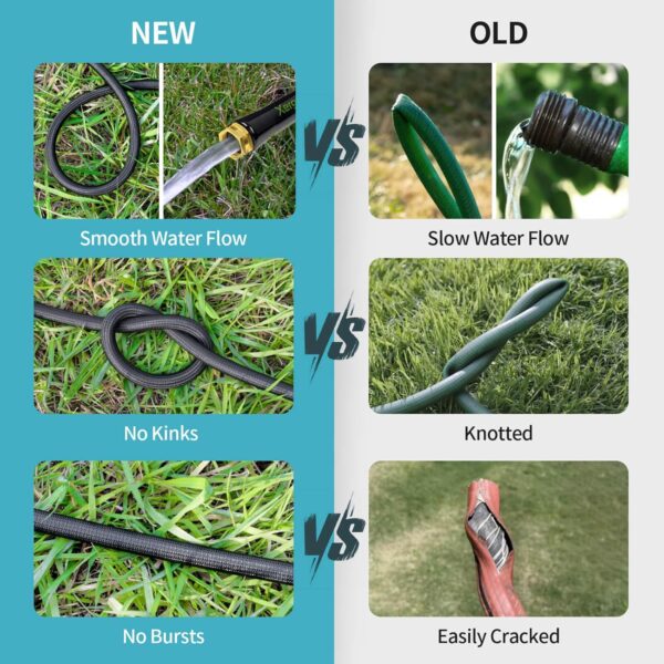 Lightweight Garden Hose, 2024 Flexible Garden Water Hose, Portable Patio Hose with Solid Brass Fittings and Double Latex Core for Pet Washing, 50FT - Image 4