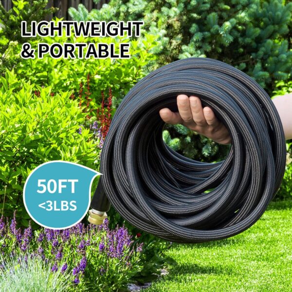 Lightweight Garden Hose, 2024 Flexible Garden Water Hose, Portable Patio Hose with Solid Brass Fittings and Double Latex Core for Pet Washing, 50FT - Image 5