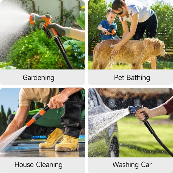 Lightweight Garden Hose, 2024 Flexible Garden Water Hose, Portable Patio Hose with Solid Brass Fittings and Double Latex Core for Pet Washing, 50FT - Image 6