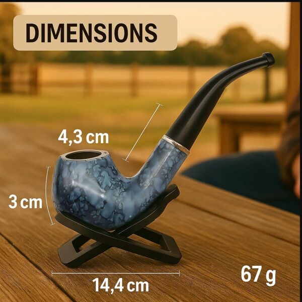 Premium Marbleized Tobacco Pipe - 5.67" (14,cm) – Perfect Durable Pipes for Smoking Tobacco and Enjoying Rich Tabacco Aromas (Dark Blue Marble Pattern) - Image 3
