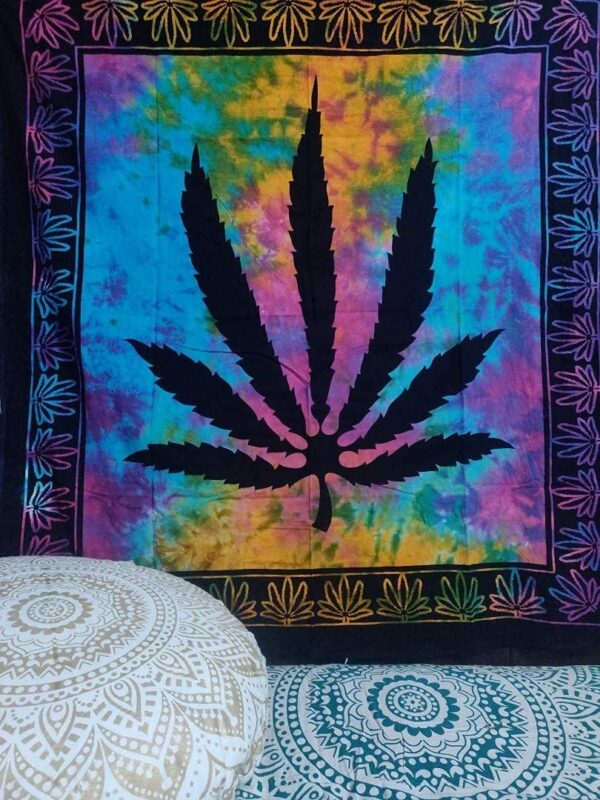 ICC Weed Tapestry Marijuana Wall Hanging leaf Poster Cannabis Hippie Decor Pot Flag Collage Dorm Trippy Bohemian Art psychedelic Small Hippie Rasta Ganja Cheap Tapestries (Multi 54 x 60 inch) - Image 3