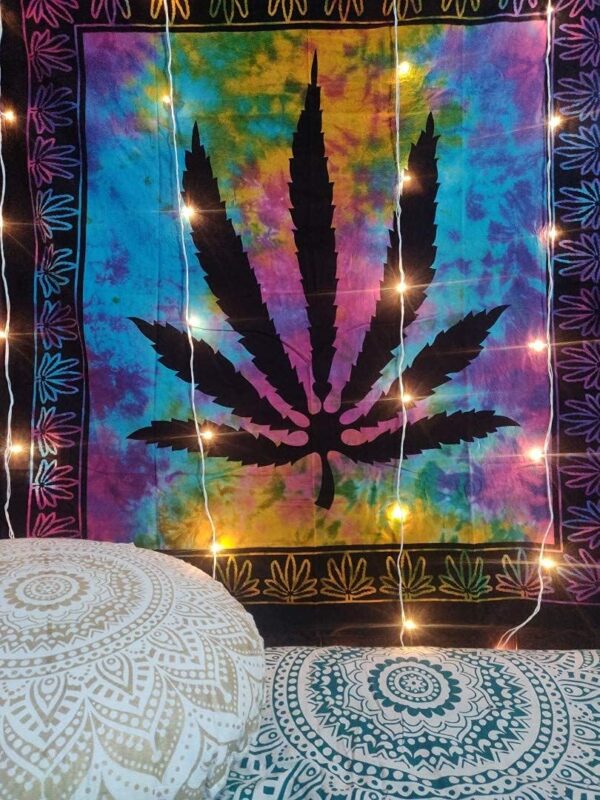 ICC Weed Tapestry Marijuana Wall Hanging leaf Poster Cannabis Hippie Decor Pot Flag Collage Dorm Trippy Bohemian Art psychedelic Small Hippie Rasta Ganja Cheap Tapestries (Multi 54 x 60 inch) - Image 4