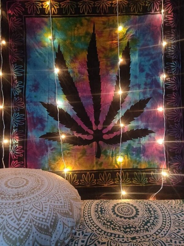ICC Weed Tapestry Marijuana Wall Hanging leaf Poster Cannabis Hippie Decor Pot Flag Collage Dorm Trippy Bohemian Art psychedelic Small Hippie Rasta Ganja Cheap Tapestries (Multi 54 x 60 inch) - Image 5