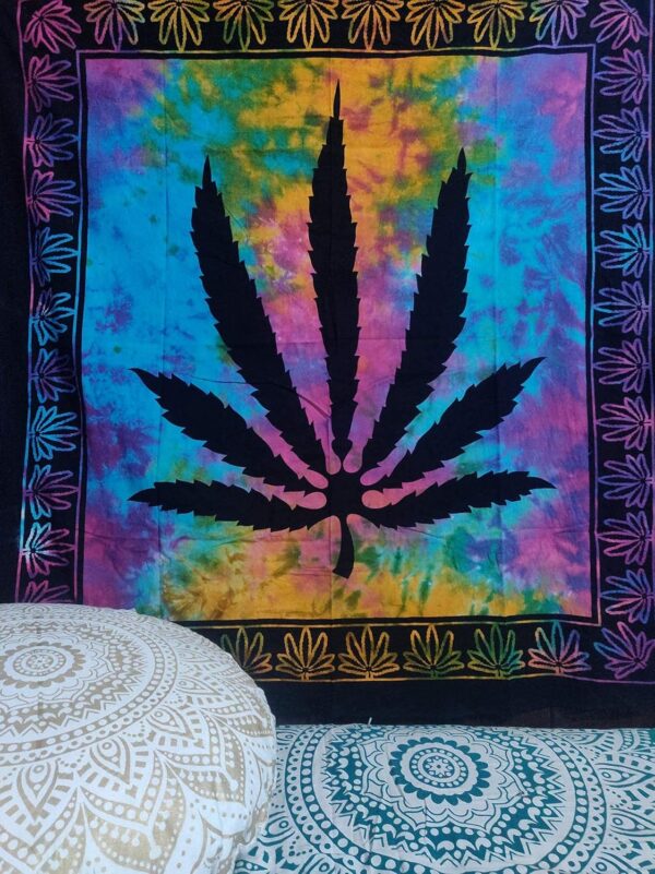 ICC Weed Tapestry Marijuana Wall Hanging leaf Poster Cannabis Hippie Decor Pot Flag Collage Dorm Trippy Bohemian Art psychedelic Small Hippie Rasta Ganja Cheap Tapestries (Multi 54 x 60 inch) - Image 7