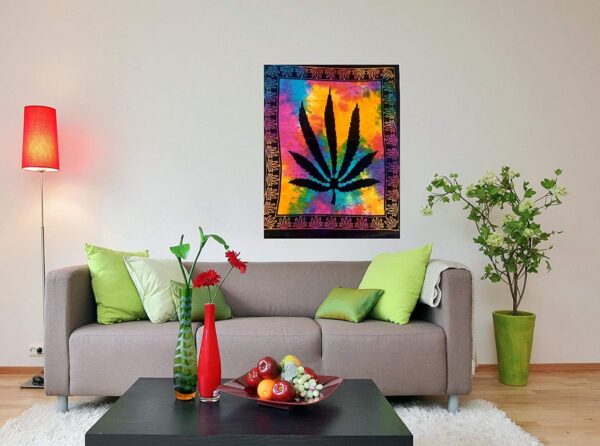 ICC Weed Tapestry Marijuana Wall Hanging leaf Poster Cannabis Hippie Decor Pot Flag Collage Dorm Trippy Bohemian Art psychedelic Small Hippie Rasta Ganja Cheap Tapestries (Multi 54 x 60 inch) - Image 8