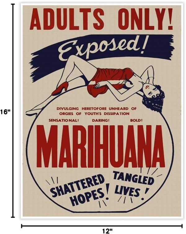 Political Drug Abuse Propaganda Poster - Adults Only Exposed | Marijuana Weed Wall Art Print Poster | Premium Home Decor | 12 x 16 inches (305 x 406 mm) - Image 2