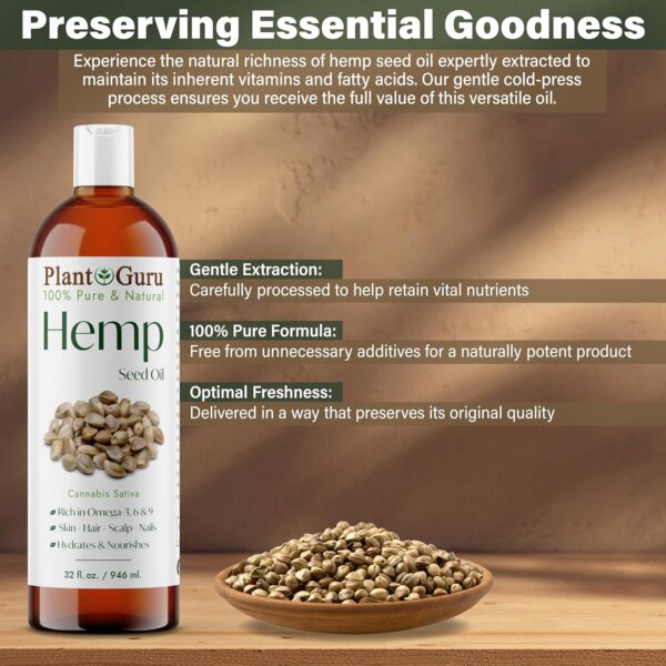 Hemp Seed Oil 4 oz. Virgin, Unrefined 100% Raw Pure Natural - Skin, Body And Hair Moisturizer. Works For Massage, Acne, & More! - Image 3
