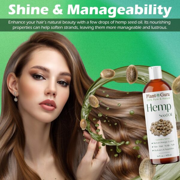 Hemp Seed Oil 4 oz. Virgin, Unrefined 100% Raw Pure Natural - Skin, Body And Hair Moisturizer. Works For Massage, Acne, & More! - Image 5