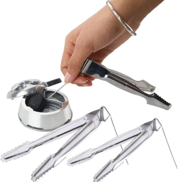2 Pieces Shisha Coal Tongs Metal Charcoal Pliers Arabian Hookah Accessories Kitchen Utensils - Image 7