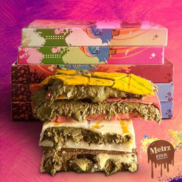 Meltz Dubai Chocolate Bar Pistachio 75g - Kunafa Bar with Pistachio Cream Filling – Luxurious Fix Dubai Chocolate – Best Gifts for Kids, Family & Friend (Pack of 1) - Image 5