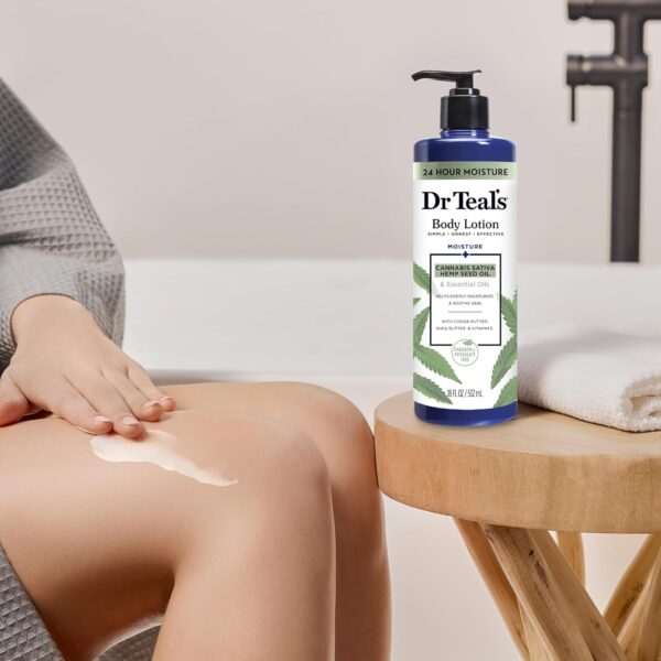 Dr Teal's Body Lotion, Cannabis Sativa Hemp Seed Oil & Essential Oils, 18 oz (Pack of 3) - Image 5