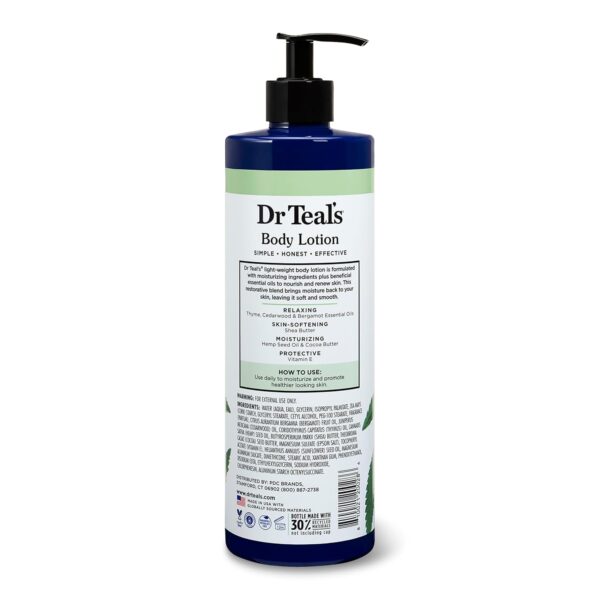 Dr Teal's Body Lotion, Cannabis Sativa Hemp Seed Oil & Essential Oils, 18 oz (Pack of 3) - Image 8