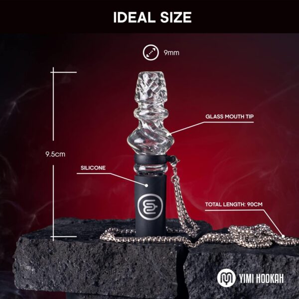 Yimi Hookah® Reusable Hookah Tip | Personal Glass Hookah Mouth Tip | Hygienic Hookah Mouthpiece with PU Leather Pouch and Stainless Steel Necklace Chain - Image 2
