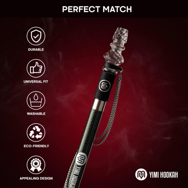 Yimi Hookah® Reusable Hookah Tip | Personal Glass Hookah Mouth Tip | Hygienic Hookah Mouthpiece with PU Leather Pouch and Stainless Steel Necklace Chain - Image 4