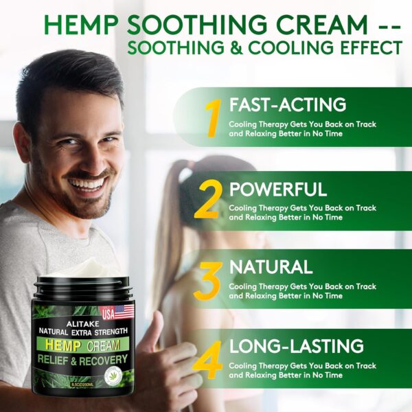 8.5 oz Natural Hemp Cream, Big Capacity - All-Natural Formula - Absorbs Quickly - Image 4