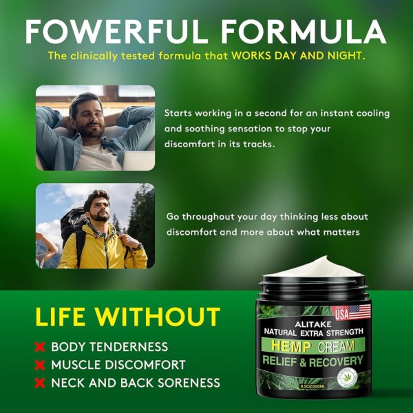 8.5 oz Natural Hemp Cream, Big Capacity - All-Natural Formula - Absorbs Quickly - Image 6