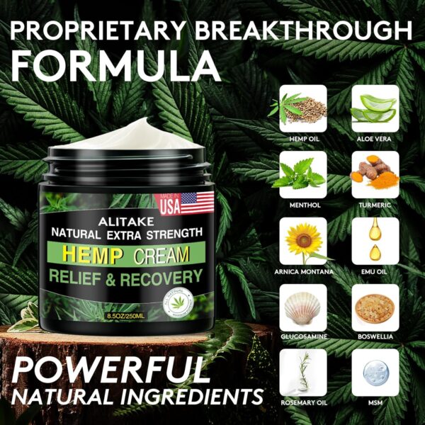 8.5 oz Natural Hemp Cream, Big Capacity - All-Natural Formula - Absorbs Quickly - Image 7