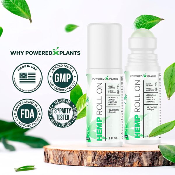 Hemp Oil Roll On - Menthol Rub with Boswellia & Arnica - 12,000mg Extra Strength Oil for Muscle Discomfort by Powered X Plants - Pack of 2, 3 fl.oz. - Image 6