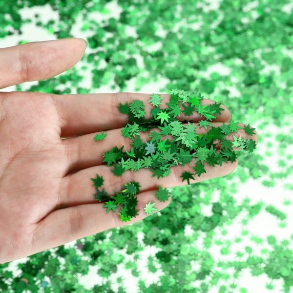 Maitys 12 Boxes Green Weed Leaf Glitter Nails Sequin Plant Pot Leaf Sequin Nail Design Decoration Marijuana Foliage Glitter for DIY Face Body Arts & Crafts Festival Manicure Accessories Supplies - Image 2