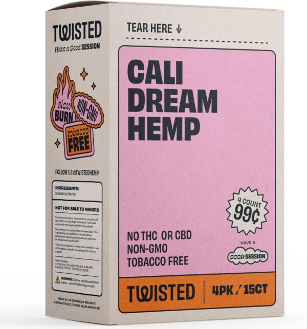Twisted Hemp Wraps Natural Cigarette Rolling Papers Display | 4 Wraps Per Sleeve | Pack of 15 | 60 Wraps Total (California Dream) - Image 6