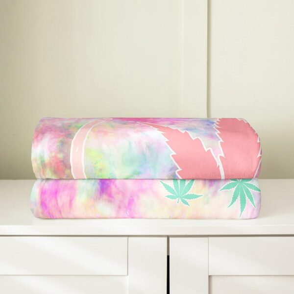 Pink Cannabis Leaf Flannel Blanket Trippy Leaves Fleece Throw Blanket Lightweight Soft Cozy Luxury Tie-dye Fuzzy Blanket Psychedelic Bed Blanket for Sofa Bedroom Office Travel All Season(Baby 30"x40") - Image 3