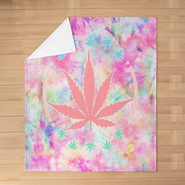 Pink Cannabis Leaf Flannel Blanket Trippy Leaves Fleece Throw Blanket Lightweight Soft Cozy Luxury Tie-dye Fuzzy Blanket Psychedelic Bed Blanket for Sofa Bedroom Office Travel All Season(Baby 30"x40") - Image 4