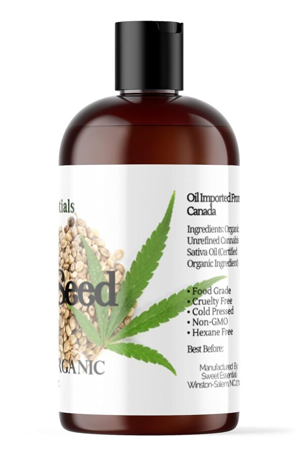 Organic Extra Virgin Unrefined Hemp Seed Oil (Food Grade) - 4oz - Imported From Canada - 100% Pure Cold Pressed - Offers Relief From Dry & Cracked Skin, Eczema, Psoriasis, & All Common Skin Conditions - Image 3