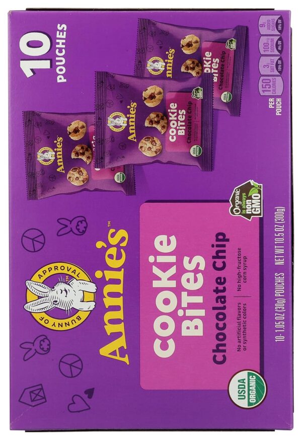 Annie's Organic Chocolate Chip Cookie Bites, 10 Pouches, 10.5 oz - Image 4