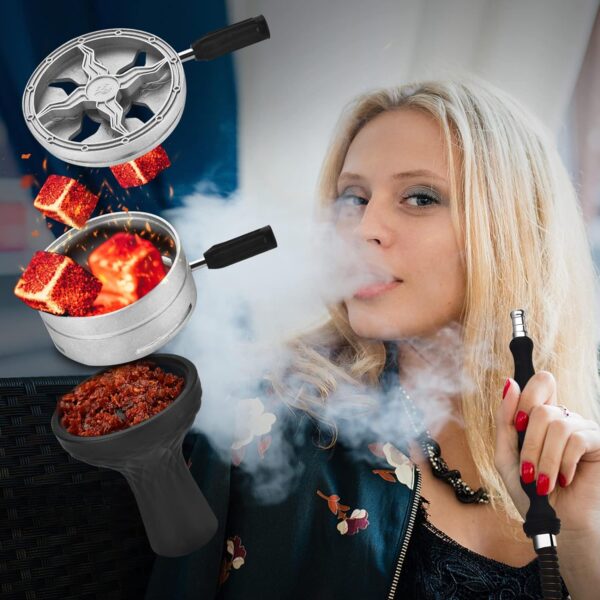 Get Funky Hookah Set - Book Style Base, Silicone Bowl, LED Light & Remote - Black - Image 3