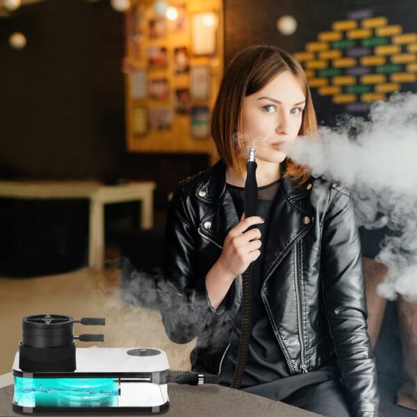 Get Funky Hookah Set - Book Style Base, Silicone Bowl, LED Light & Remote - Black - Image 5