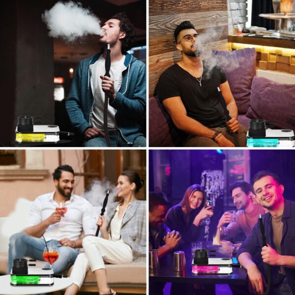 Get Funky Hookah Set - Book Style Base, Silicone Bowl, LED Light & Remote - Black - Image 6
