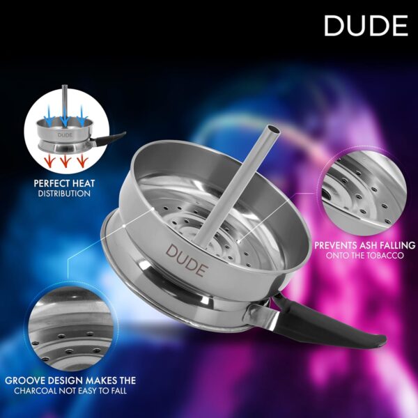 Silicone Hookah Bowl Set | Hookah Head With Hookah Heat Management Charcoal Holder For Smoking Hookahs | Hookah Accessories | Hookah Coals Tongs | Hookah Flavor Fork And 10 Hookah Tips Shisha Shisha - Image 5