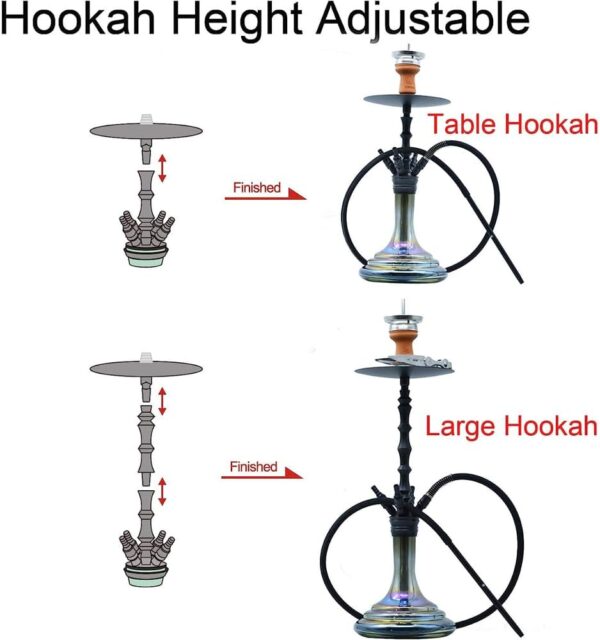 Complete Hookah Set with Everything - 4 Hookah Hose Portable Glass Hookahs Set with Washable Clay Hooka Bowl Coal Tongs Silicone Bong Aluminum Stem with Diffuser for Narguile Smoking - Image 2
