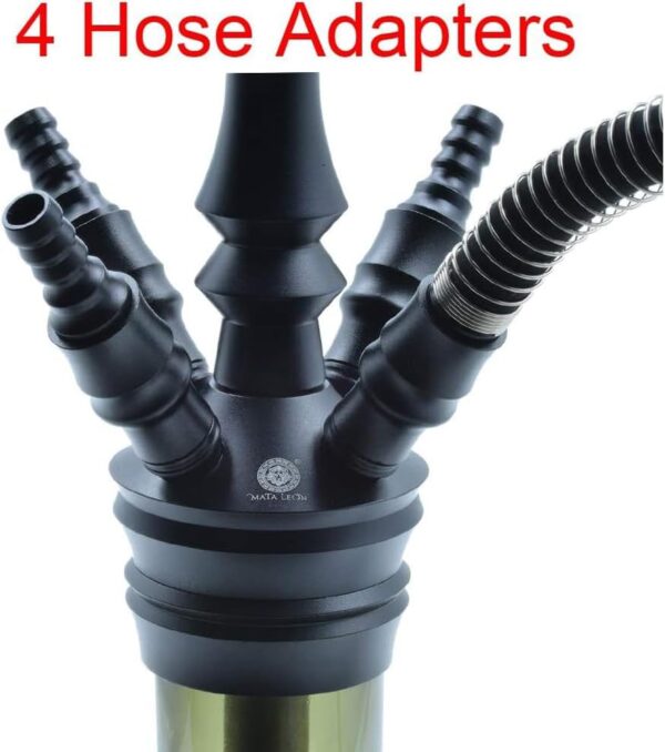 Complete Hookah Set with Everything - 4 Hookah Hose Portable Glass Hookahs Set with Washable Clay Hooka Bowl Coal Tongs Silicone Bong Aluminum Stem with Diffuser for Narguile Smoking - Image 4