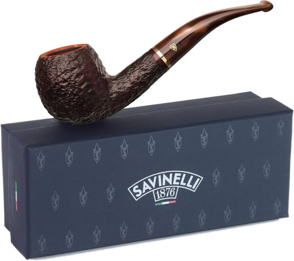 Savinelli Roma Lucite 626 - Rome Inspired Italian Briar Wood Pipe, Hand Crafted in Italy, Traditional Wood Pipes From Italy, Bent Apple Shaping, 6mm - Image 4