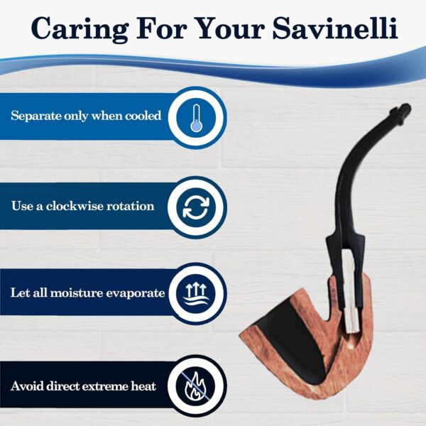 Savinelli Roma Lucite 626 - Rome Inspired Italian Briar Wood Pipe, Hand Crafted in Italy, Traditional Wood Pipes From Italy, Bent Apple Shaping, 6mm - Image 8