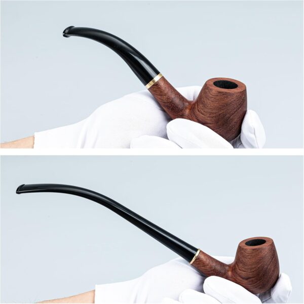 Joyoldelf Churchwarden Rosewood Tobacco Pipe - Handmade Smoking Pipe with Replaceable Short Stem, Wooden Pipe Set with Gift Box and Accessories for Beginners and Enthusiasts - Image 5