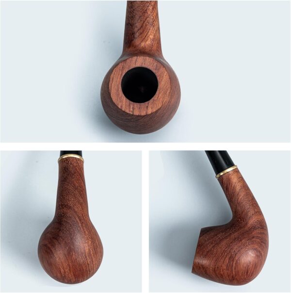 Joyoldelf Churchwarden Rosewood Tobacco Pipe - Handmade Smoking Pipe with Replaceable Short Stem, Wooden Pipe Set with Gift Box and Accessories for Beginners and Enthusiasts - Image 7