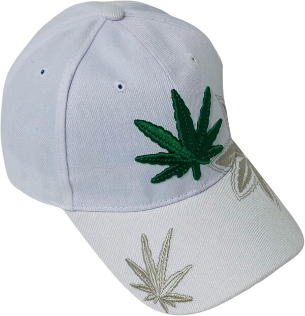Unisex Marijuana Leaf Embroidered Dad Hat Adjustable Green Leaf Design Baseball Cap - Image 3