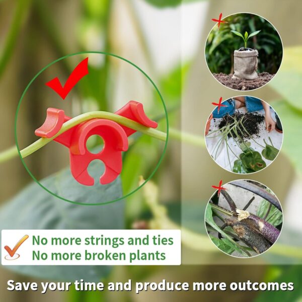 XINHUIDALSQ 60 PCS Low-Pressure Plant Training Clip, 90 Degrees Plant Stem Trainer, Plant Training Clips Plant Bud Bender, Gentle Plant Clips(Red) - Image 5