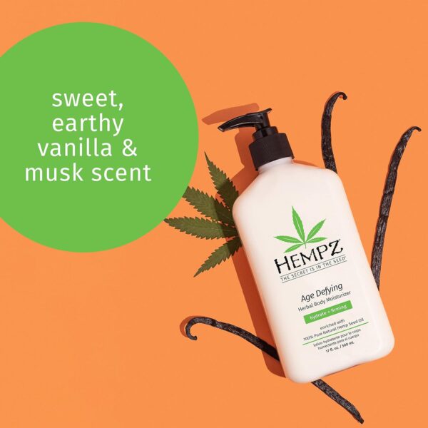Hempz Age Defying Body Moisturizer, 17 Fl Oz, 2 Pack Bundle - Daily Herbal Moisturizer, Shea Butter Anti-Aging - Body Lotion, Hemp Extract Lotion - Skin Care Products, 100% Pure Organic Hemp Seed Oil - Image 4